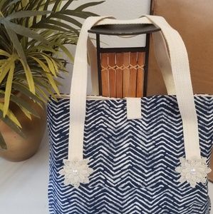 Handmade navy blue tote bag/purse